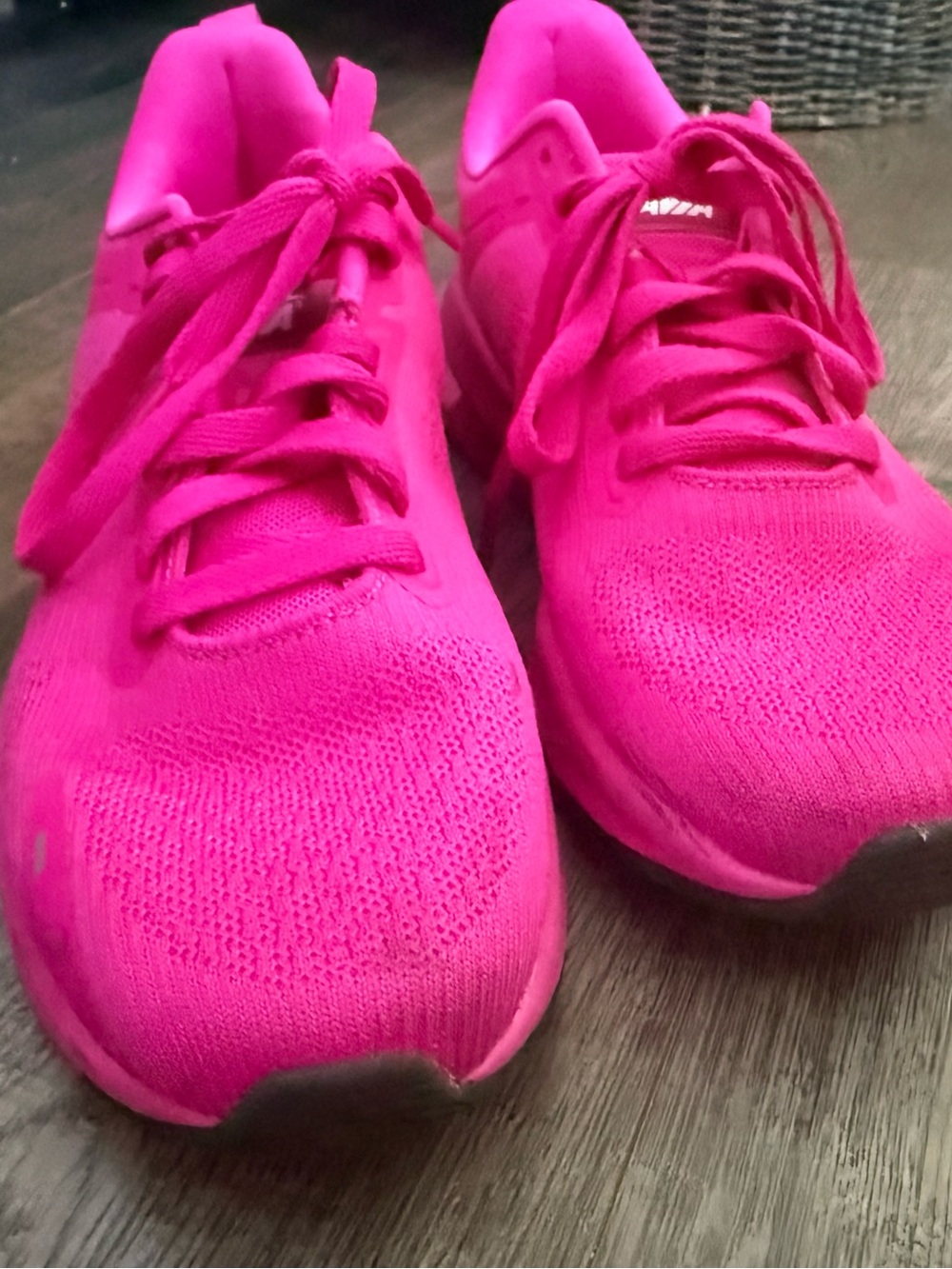Women's Bright Pink Knit Athletic Sneakers